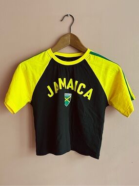 Jamaica Colorblock Crop Tee - Black & Yellow